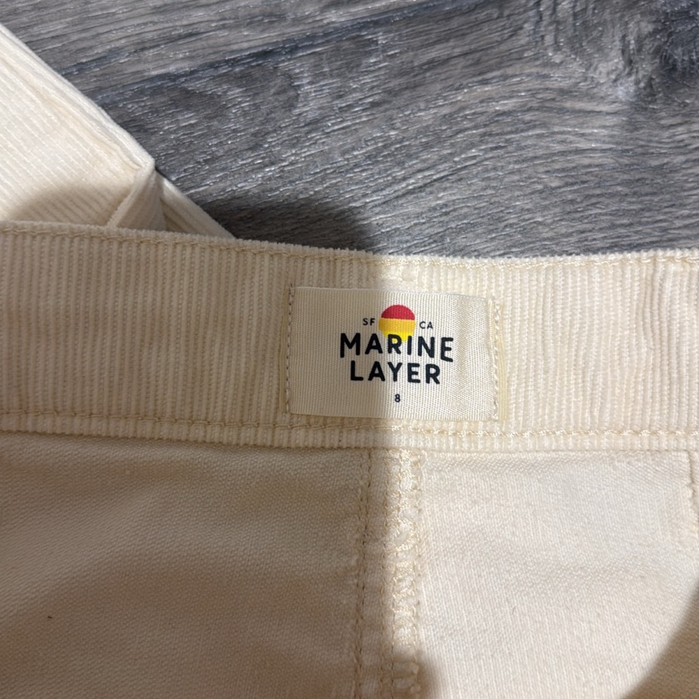 NEW • Marine Layer • Bridget Exposed Button Crop Wide Leg Corduroy Pants Cream - Picture 5 of 7